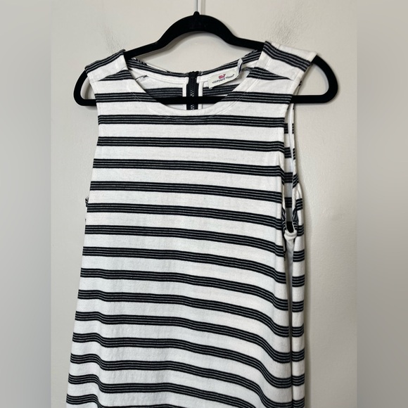 Vineyard Vines Black White Striped Cotton Terry Knit Sleeveless Dress L Coastal - Picture 4 of 12